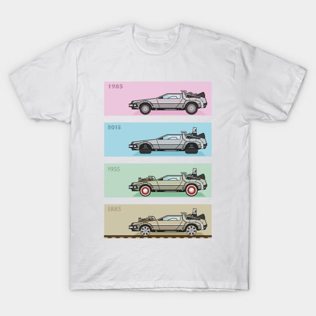 Back to the Future - Delorean x 4 T-Shirt by MGulin